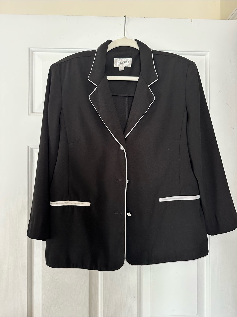Studio 1940 Black Blazer with White Piping
